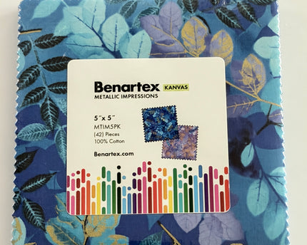 Metallic Impressions by Benartex 5" x 5" Charm Pack