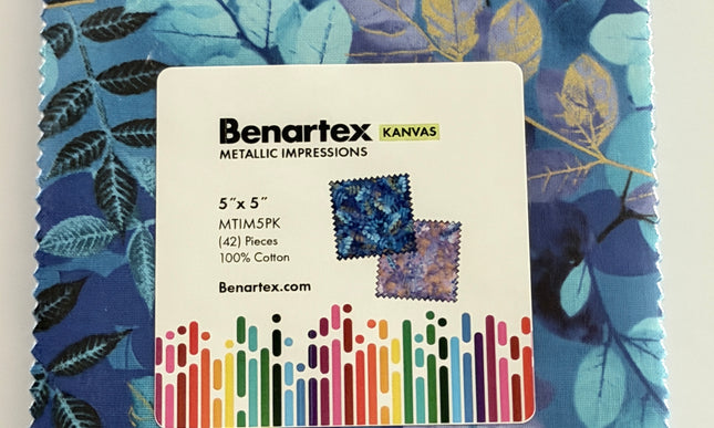 Metallic Impressions by Benartex 5" x 5" Charm Pack