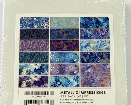 Metallic Impressions by Benartex 5" x 5" Charm Pack