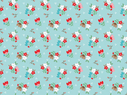 Riley Blake/ Whimsical Woodland Floral Aqua by Tasha Noel (1/2 Yard)