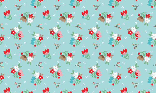 Riley Blake/ Whimsical Woodland Floral Aqua by Tasha Noel (1/2 Yard)