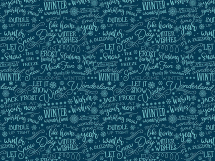 Riley Blake/A Perfect Winter- Text Navy by Lori Whitlock (1/2 Yard)