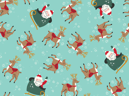 Riley Blake/ The North Pole- Reindeer Toss Aqua by My Minds Eye (1/2 Yard)