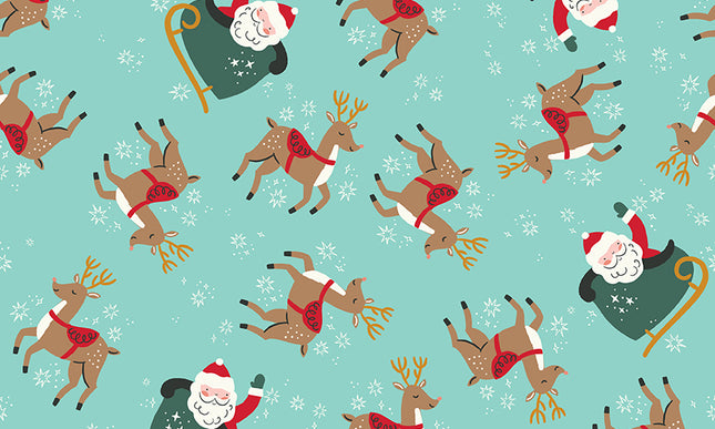 Riley Blake/ The North Pole- Reindeer Toss Aqua by My Minds Eye (1/2 Yard)