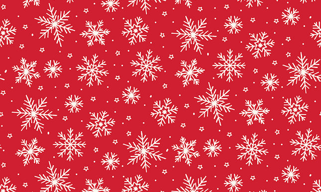 Riley Blake/ The North Pole-Snowflakes Tomato by My Minds Eye (1/2 Yard)