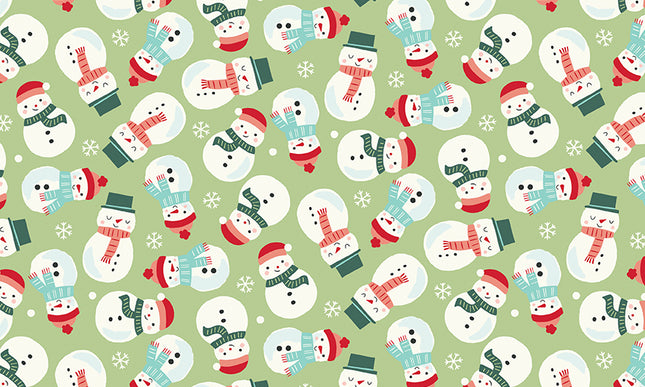 Riley Blake/ The North Pole- Snowmen Honeydew by My Minds Eye  (½ yd)