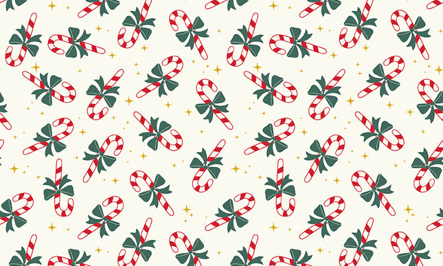 Riley Blake/The North Pole- Candy Cane White by My Minds Eye (1/2 Yard)