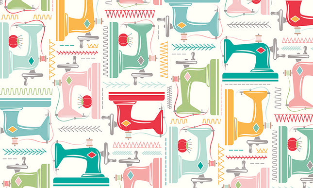Riley Blake / My Happy Place Sewing Machines by Lori Holt of Bee in my Bonnet  (½ yd)