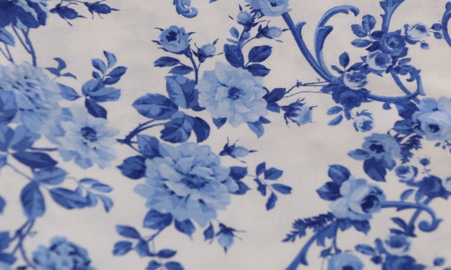 Northcott / Blue & White Porcelain Rose