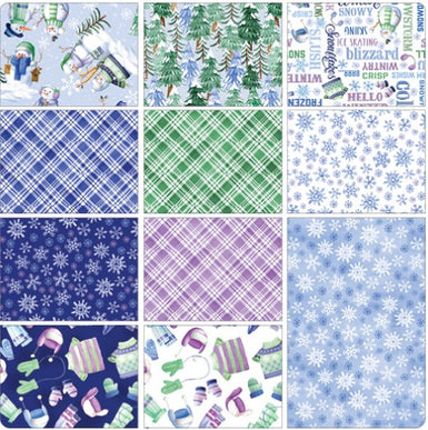 Benartex / Snowflake Wishes by Nicole Decamp Fat Quarter Bundle 11  Pieces